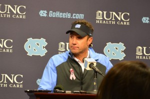 Coach Larry Fedora fields questions after Saturday's win.
