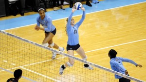 UNC Volleyball action court