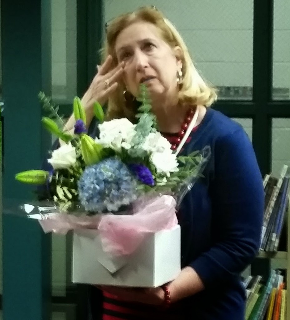 Darlene Ryan gets emotional after receiving her honor. Photo via CHCCS.