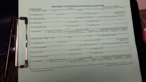 Updated marriage license application