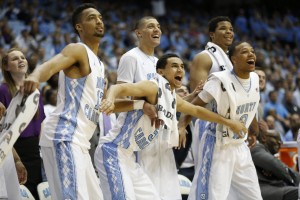 The UNC bench gets excited (Todd Melet)