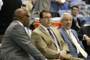 UAB's Jerod Haase chats will UNC's Coach Williams and Coach Robinson (Todd Melet)