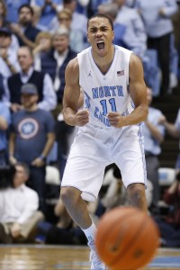 UNC forward Brice Johnson showing some emotion (Todd Melet)