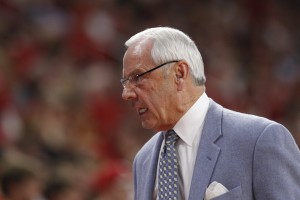 Roy Williams possibly expressing his feelings about NC State to his bench. (Todd Melet)