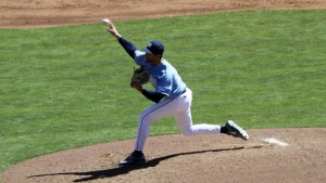 Benton Moss pitched well, but allowed the Fighting Irish to swing their way back into the ball game. (UNC Athletics)