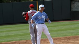 Joe Dudek was one of four Tar Heels to hit a double in the bottom of the fifth. (UNC Athletics)