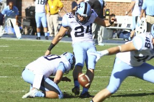 The mental aspect of kicking is what has previously held Weiler back. (Photo: Daily Tar Heel)