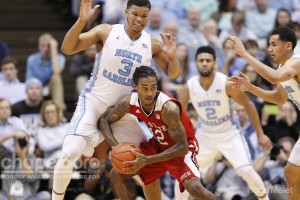 The UNC defense held the ACC's leading scorer, Cat Barber (12) to just nine points. (Todd Melet)