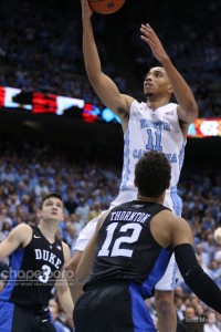 Brice Johnson had 29 points and 19 rebounds for UNC, but only two of those points came in the final 13 minutes. (Todd Melet)