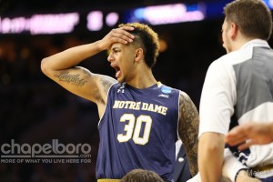 Notre Dame big man Zach Auguste was limited to just five points thanks to foul trouble. (Todd Melet)