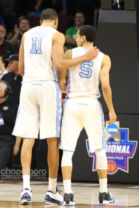 Brice Johnson and Marcus Paige--the odd couple as Roy Williams calls them--will now play for a chance at the Final Four. (Todd Melet)