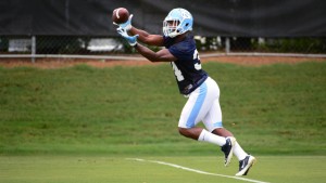 His ability to read defenses and find open running or receiving lanes has been Hood's number one focus--at least when it comes to football--this offseason. (Jeffrey A. Camarati/ UNC Athletics)