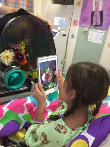Nunez used an iPad app to save a picture of her flowers. Photo via Erin Wygant. 