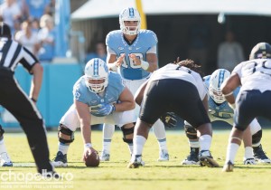 Quarterback Mitch Trubisky has exploded onto the scene over the past couple of weeks with two of the four most prolific pass performances in UNC history. The Tar Heels may need another heroic effort from him in order to knock off Florida State. (Smith Cameron Photography)