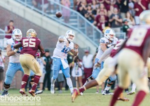 To his credit, Trubisky has remained calm and poised on each of the Tar Heels' game-winning drives this season. (Smith Cameron Photography)