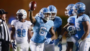 Cornerback MJ Stewart recovered two fumbles against The Citadel, as the Tar Heels completely shut down the Bulldogs throughout the day. (Jeffrey A. Camarati/ UNC Athletics)