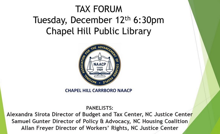 Local NAACP Holding Forum on “Tax Cut and Jobs Act”