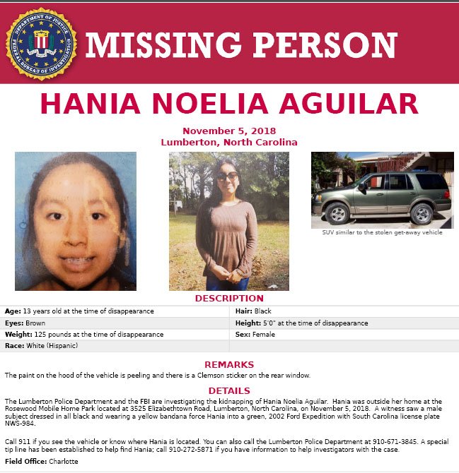 FBI Offers $15K Reward in Case of Kidnapped N Carolina Teen
