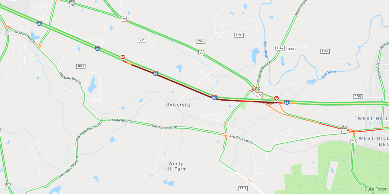 I-85 North Re-Opened in Orange County After Wreck