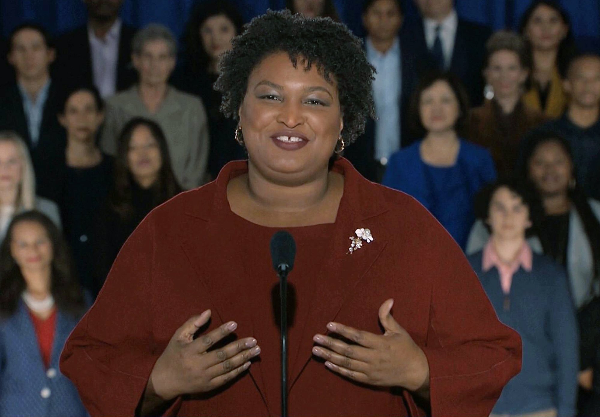 In Democratic Response, Abrams Sharply Rebukes Trump