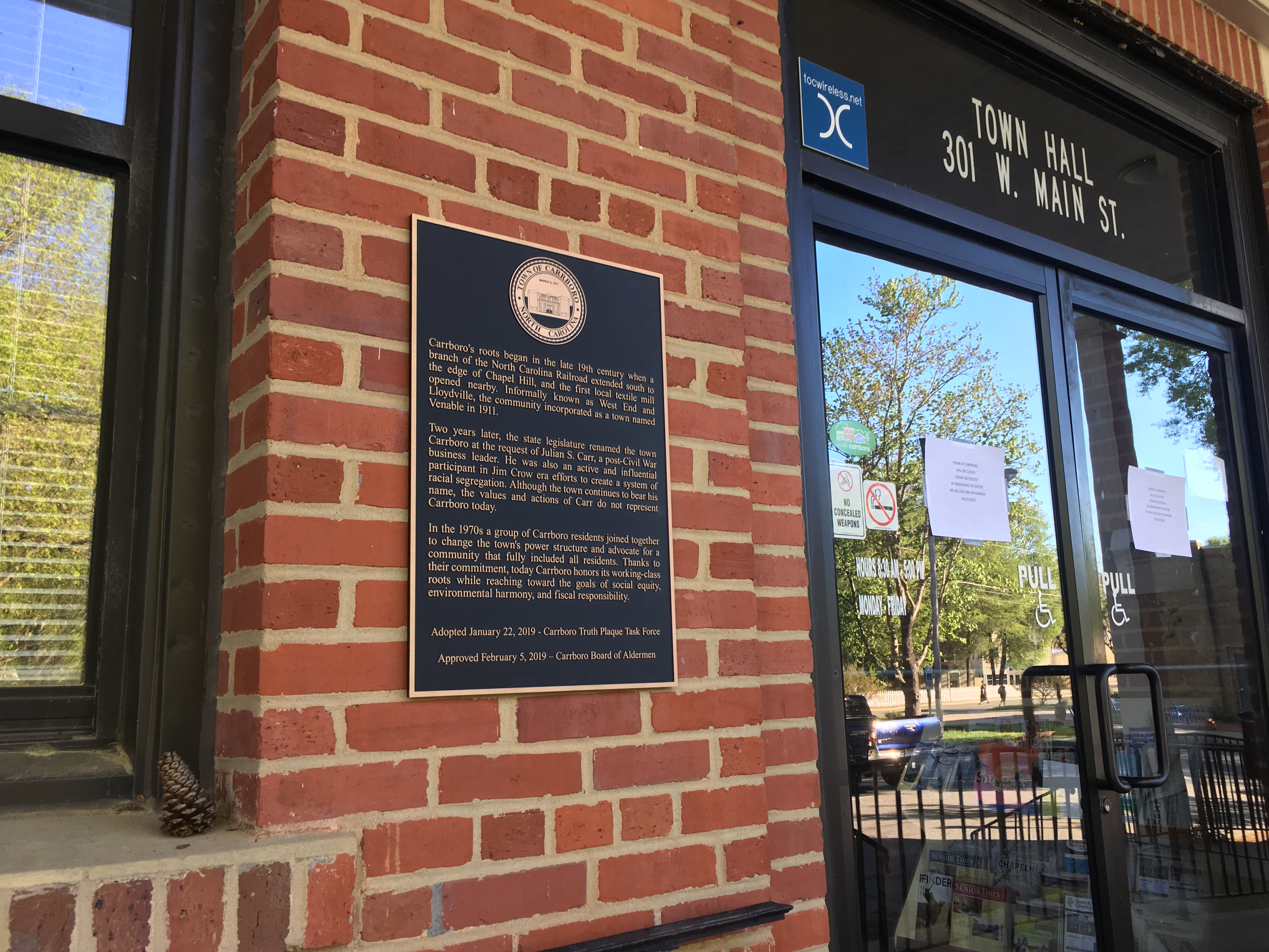 New Local History ‘Truth Plaque’ the 1st of Many for Carrboro