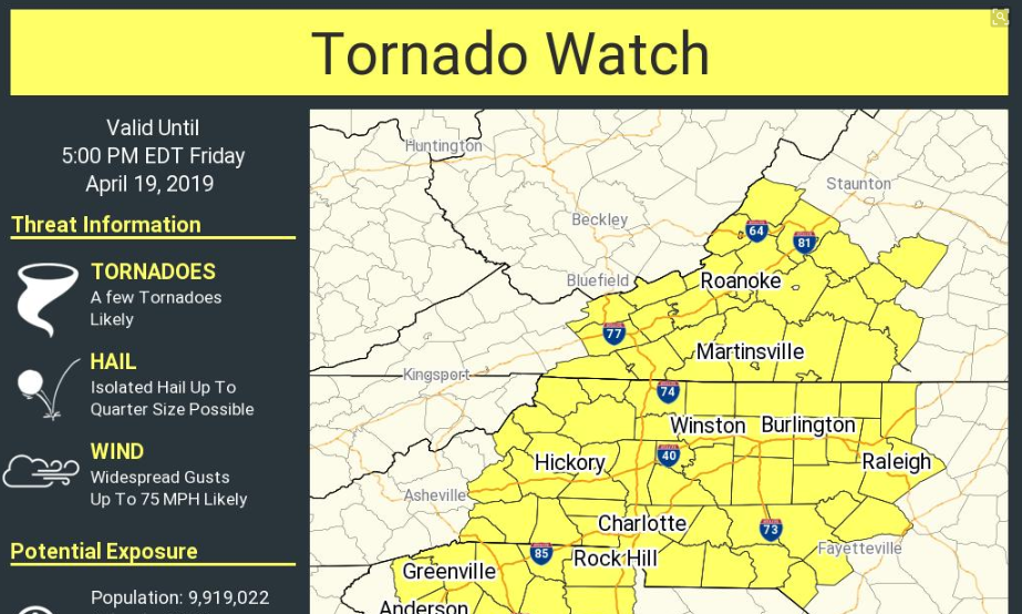 Tornado Watch Issued For North Carolina
