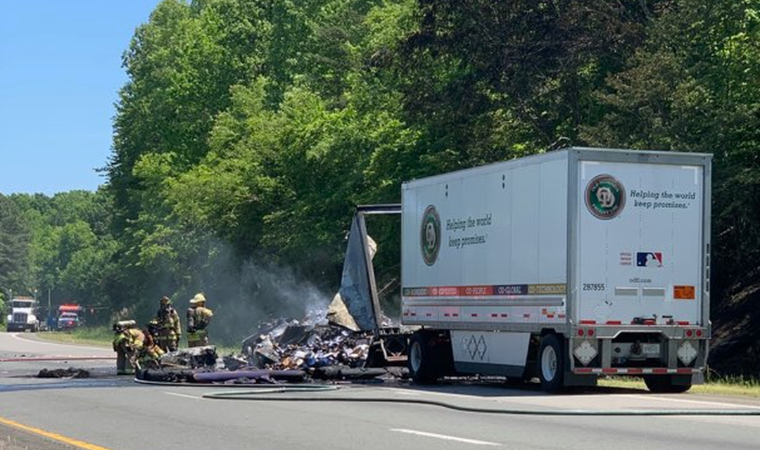 Chemical Fire From a Tractor-Trailer Truck Closes I-85 Near Hillsborough