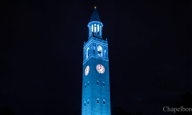 UNC Lights the Bell Tower Blue After the First 2020 Football Victory