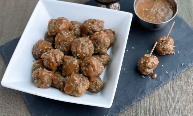 Holiday Highlights Recipe #1 – Herbed Turkey Meatballs with Apple Gravy Dipping Sauce