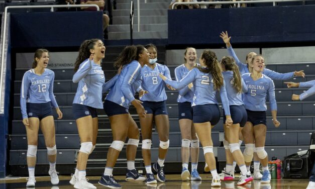 UNC Volleyball Rallies Again, Wins at Michigan