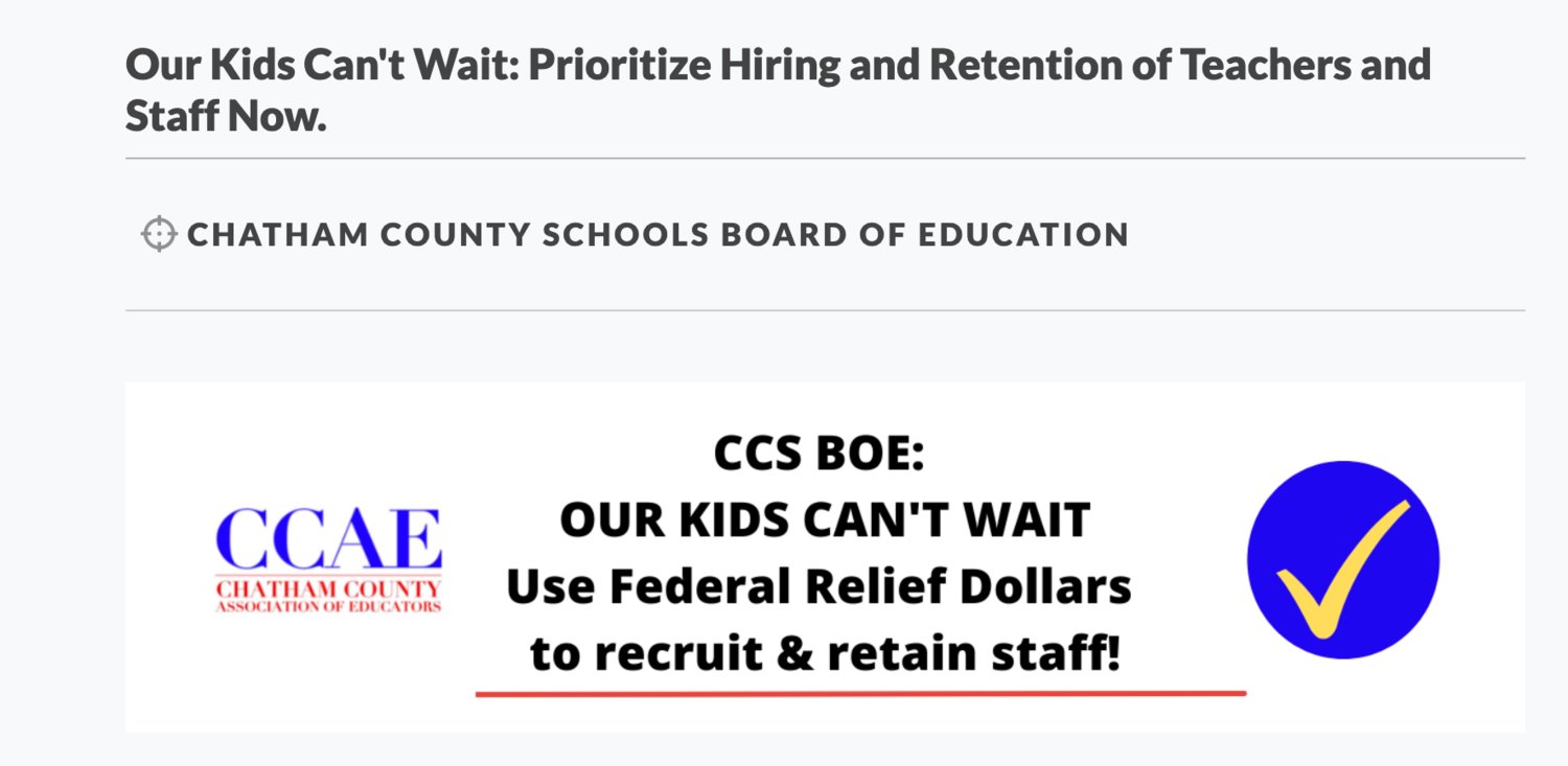 Chatham Teacher Group Wants Bonuses, Pay Raises for Classified Staff -  Chapelboro.com