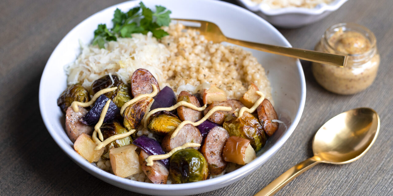 Make It Snappy: Chicken Apple Sausage with Toasted Pearl Couscous