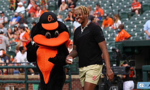Armando Bacot Throws Out First Pitch at Baltimore Orioles Game