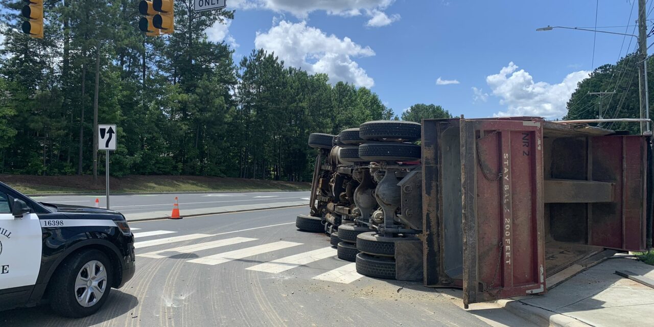 Chapel Hill Police: Wrecked Dump Truck Causes Lane Closure