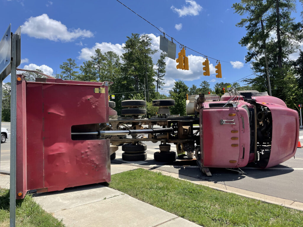 Chapel Hill Police Wrecked Dump Truck Causes Lane Closure