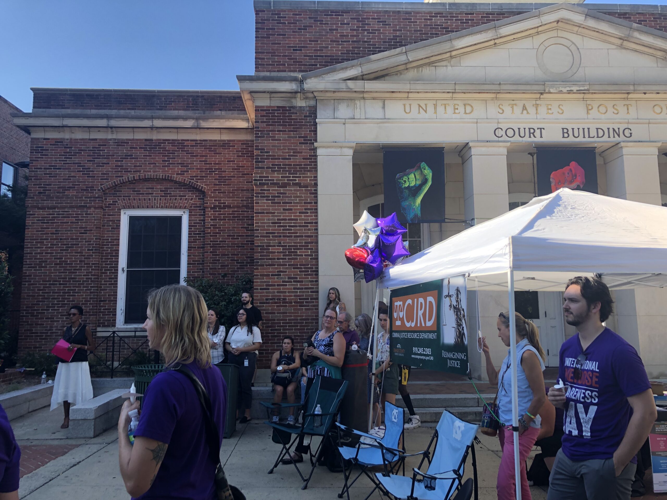 A photo from International Overdose Awareness Day 2022 in downtown Chapel Hill.
