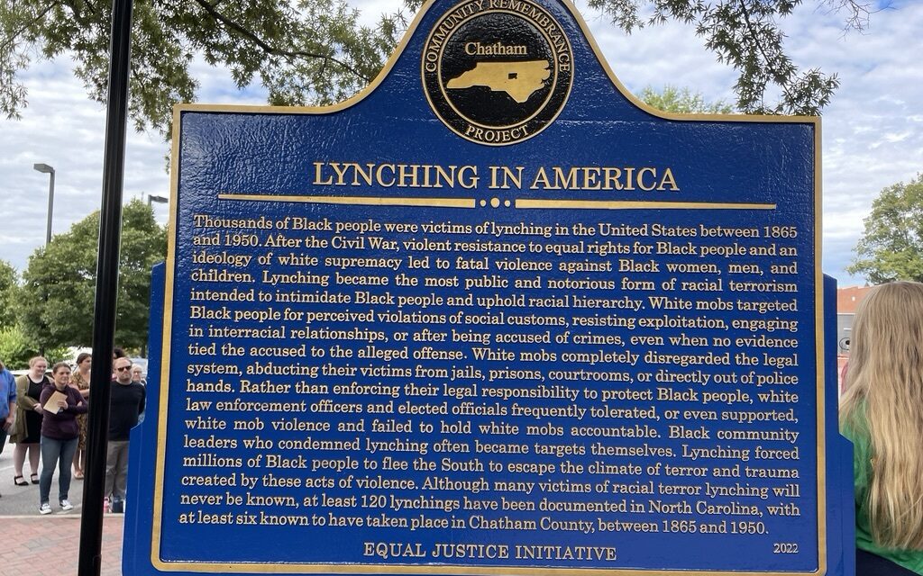 Plaque Recognizing Racial Lynching Victims Installed in Pittsboro