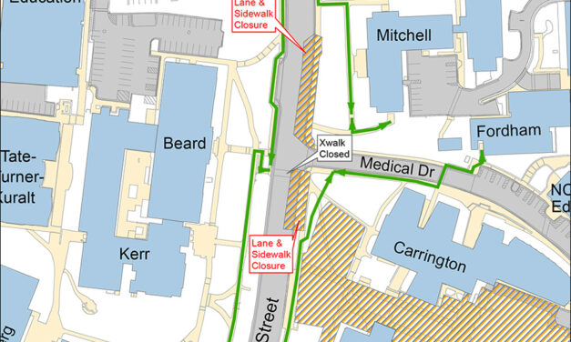 Part of South Columbia Street, Sidewalk Closed Until March 2023