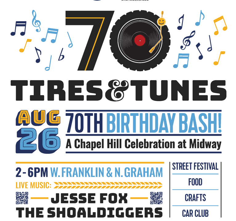 Chapel Hill Tire & 97.9 The Hill WCHL Celebrate 70th Anniversary with Downtown Chapel Hill Celebration
