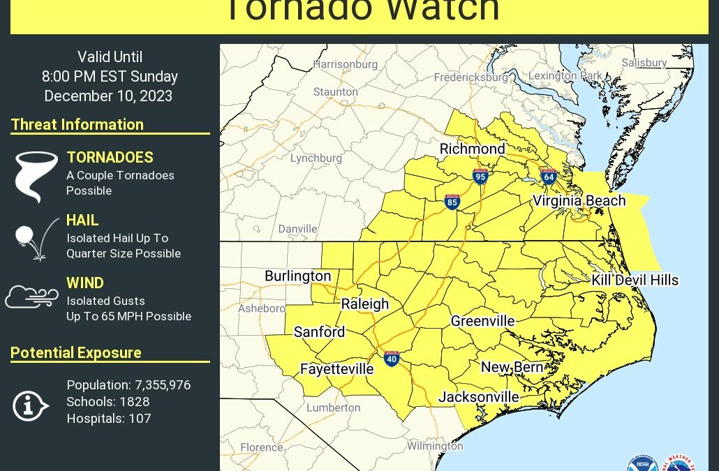 Orange, Chatham Counties Included in Tornado Watch Issued for NC