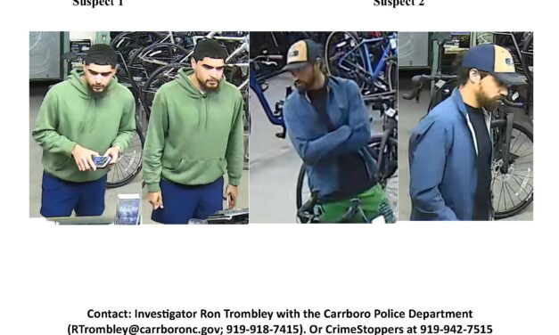 Carrboro Police Seeking 2 Suspects in September Credit Card Fraud