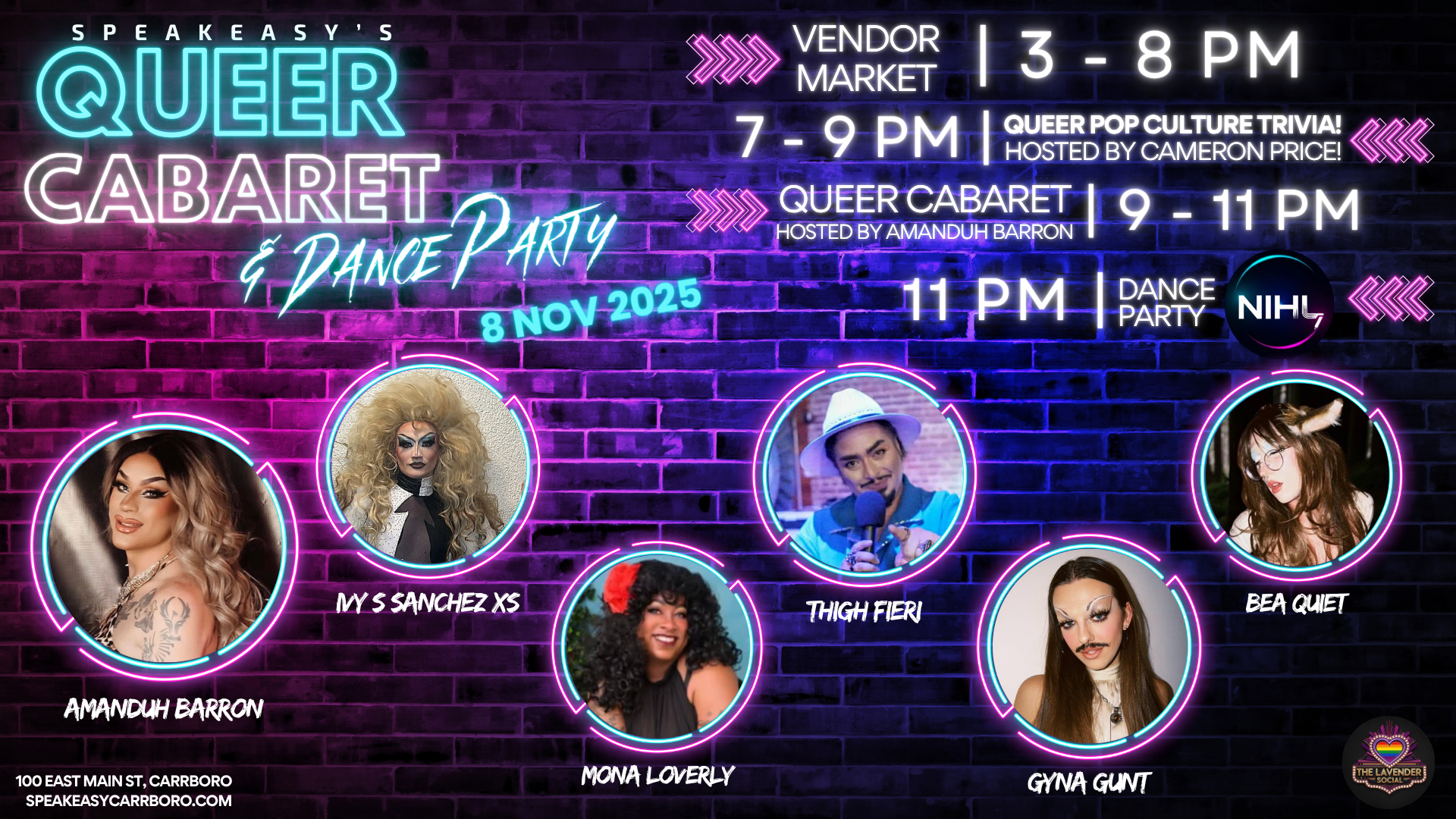 Speakeasy's Queer Cabaret - Nov 8 - flyer (facebook event cover)