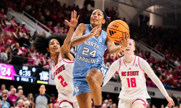 No. 25 UNC Fends Off N.C. State for 61-59 Win, Banghart’s First at Reynolds Coliseum