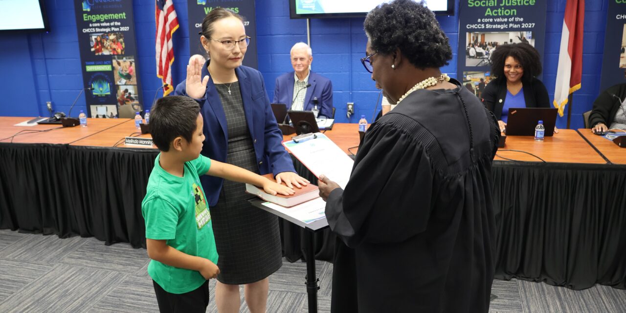 Tongde Wu Takes Oath of Office, Formally Joins CHCCS Board of Education