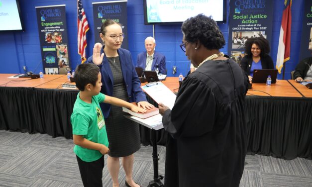 Tongde Wu Takes Oath of Office, Formally Joins CHCCS Board of Education